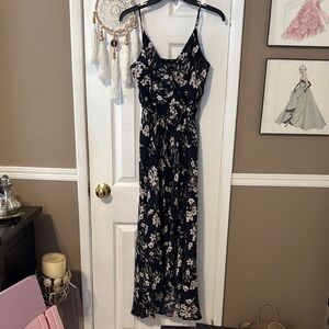 Aqua Floral Navy Maxi Dress